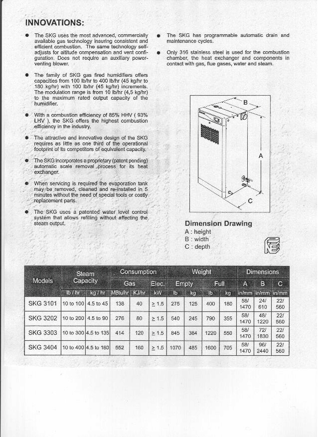 Canadian Blower Neptronic gas steam SKG-3000 humidifyer